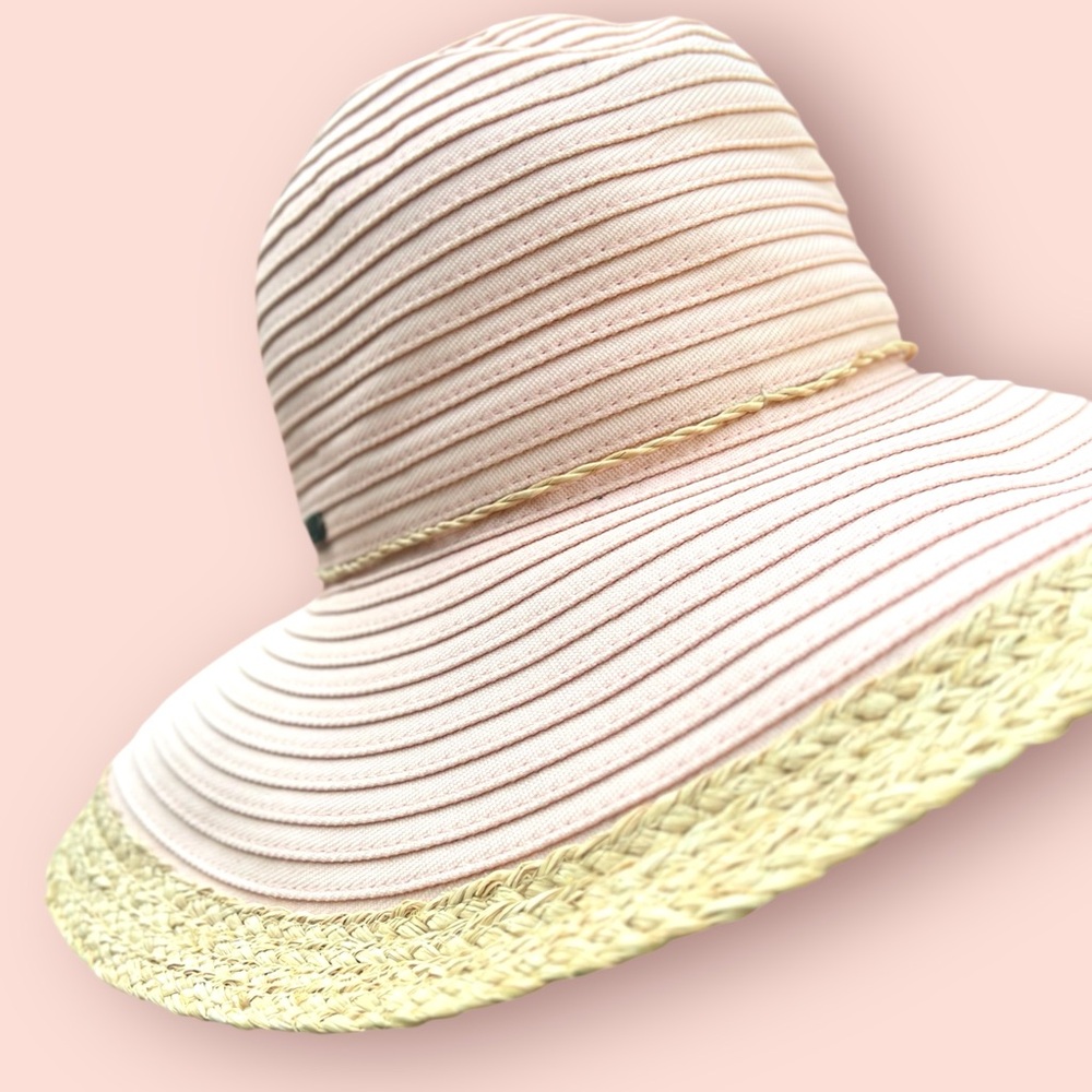 Sun N Sand Pink and Straw Adjustable Sun Hat | Women OS